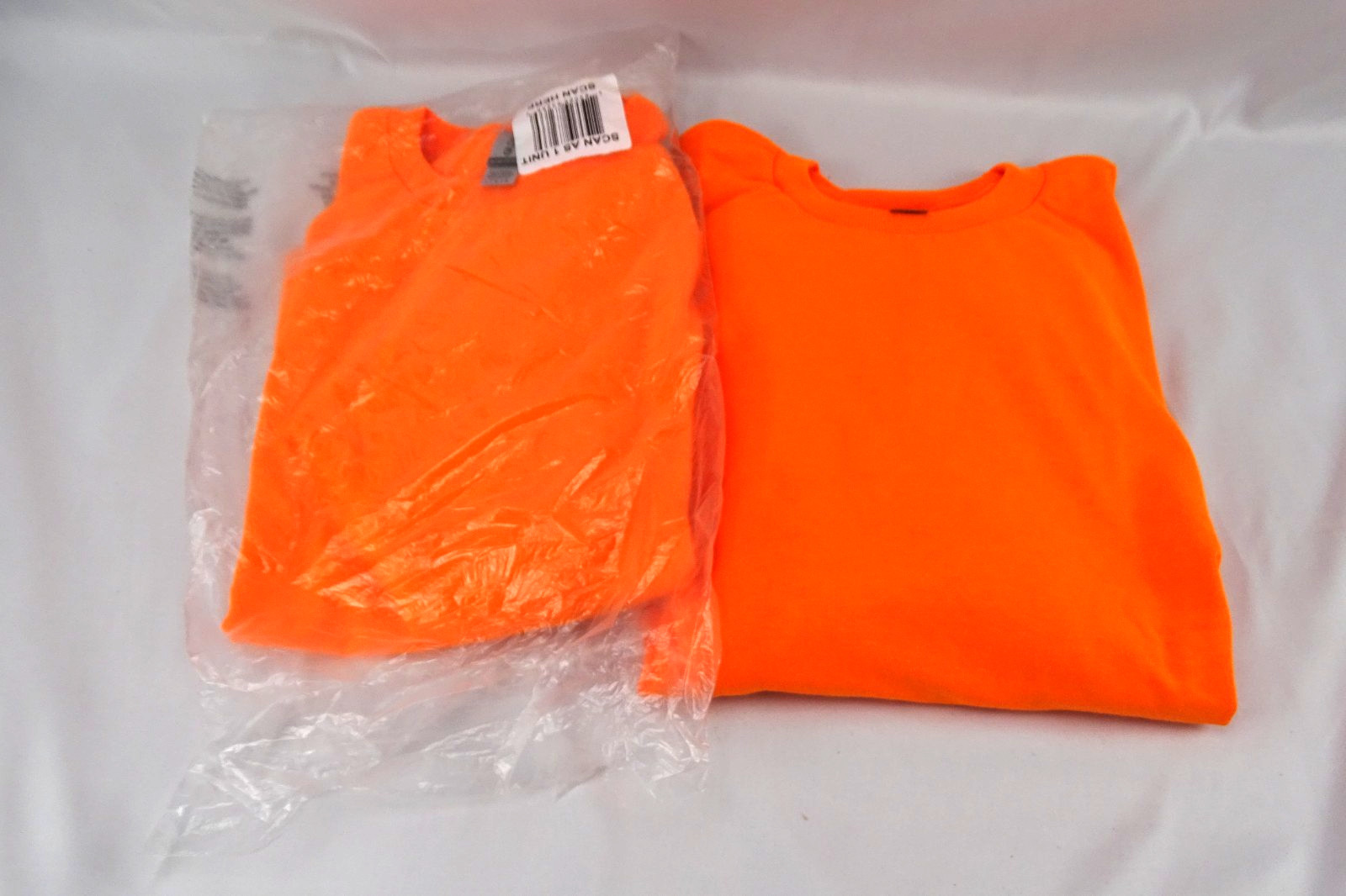 Pkg of 2 Gildan Men’s Long Sleeve T-shirts, Safety Orange, Style G2400, sz Large