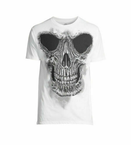 Mens Halloween Skeleton Sketchy Skull Graphic T-Shirt Size L (42-44) White Black