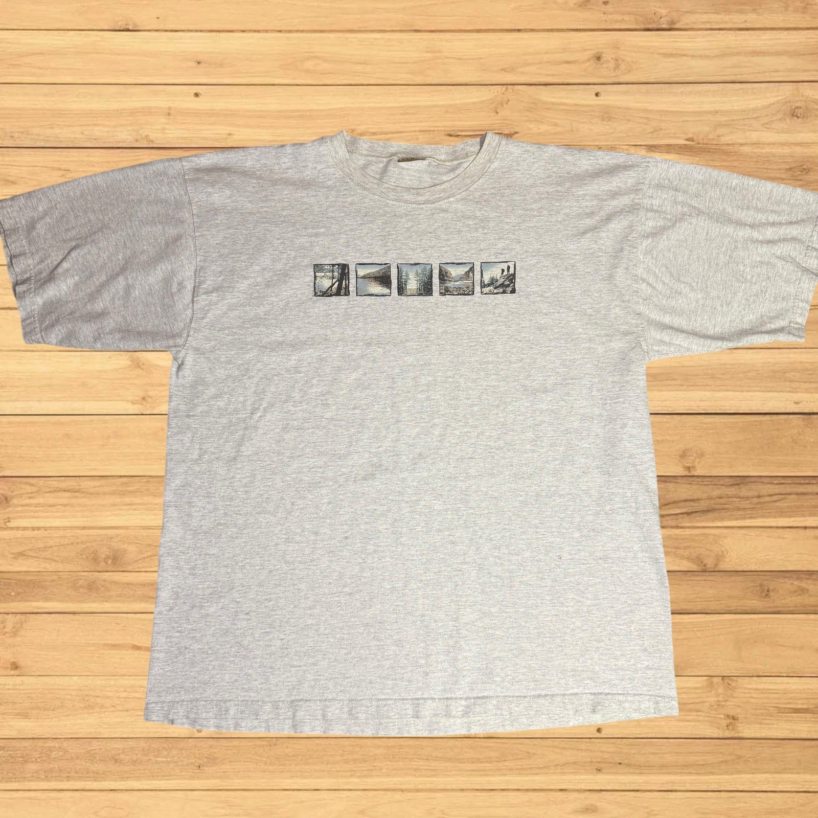 Vintage LL Bean Box Logo T Shirt Mens Nature Graphic 90s gallery