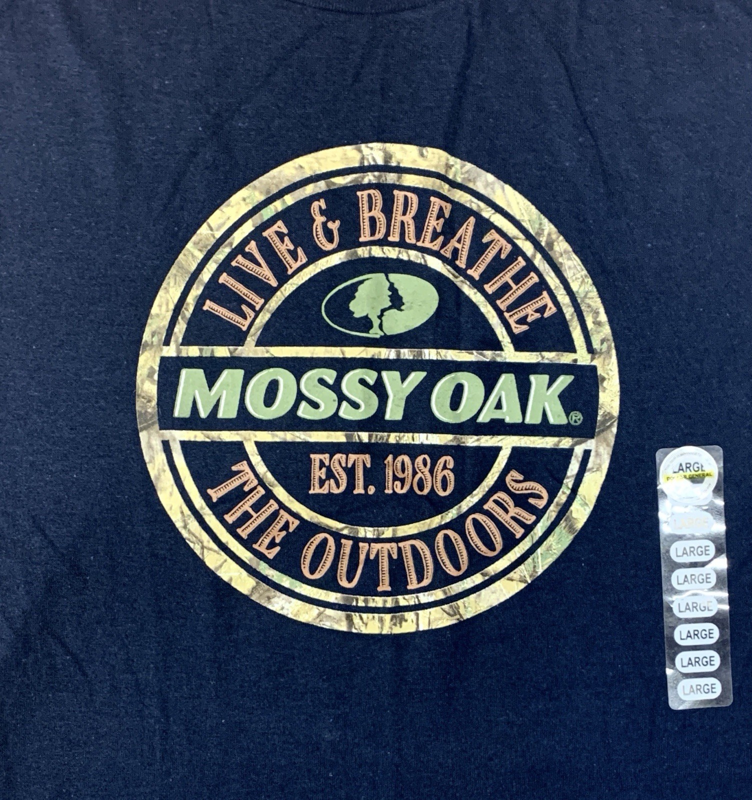 Mossy Oak Live & Breathe Outdoors Est. 1986 T-shirt Large Blue Staghorn Creek gallery