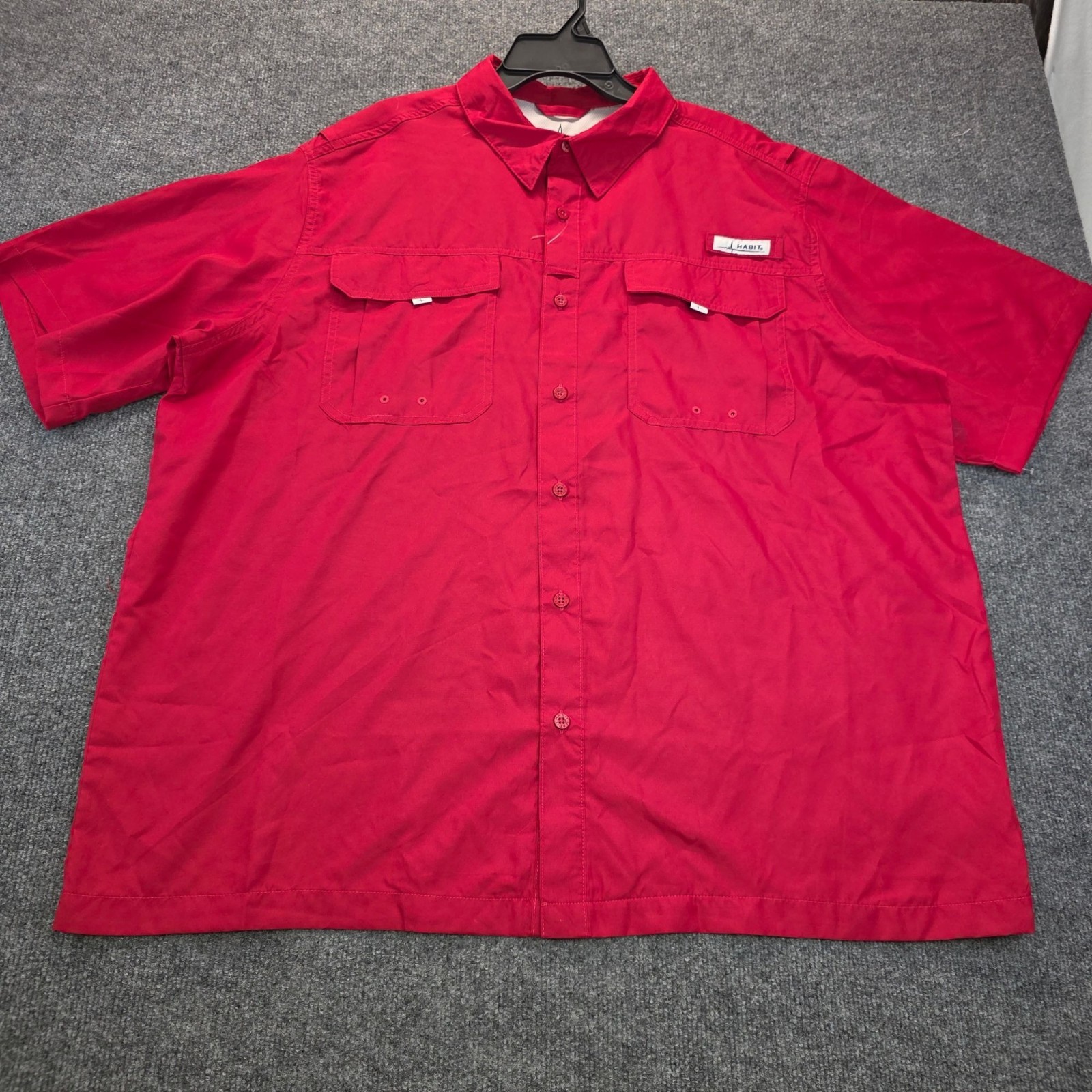 Habit Mens Fishing Shirt 2XL Red Short Sleeve Outdoor Campcore UPF 40+ Hike Gorp gallery