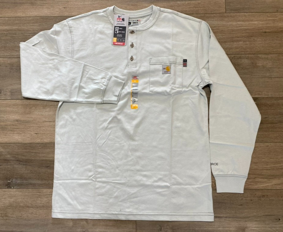 Carhartt Force FR Mens M Gale Gray Flame Resistant Long Sleeve Cat2 Pocket