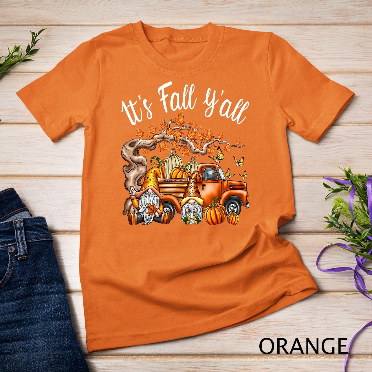 It's Fall Y'all Gnome Pumpkin Autumn Leaves Thanksgiving Unisex T-shirt gallery