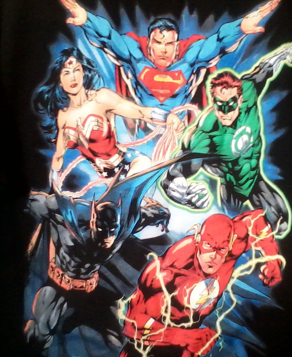 DC Comics Justice League Black T Shirt Screen Printed Graphics Size 2X gallery