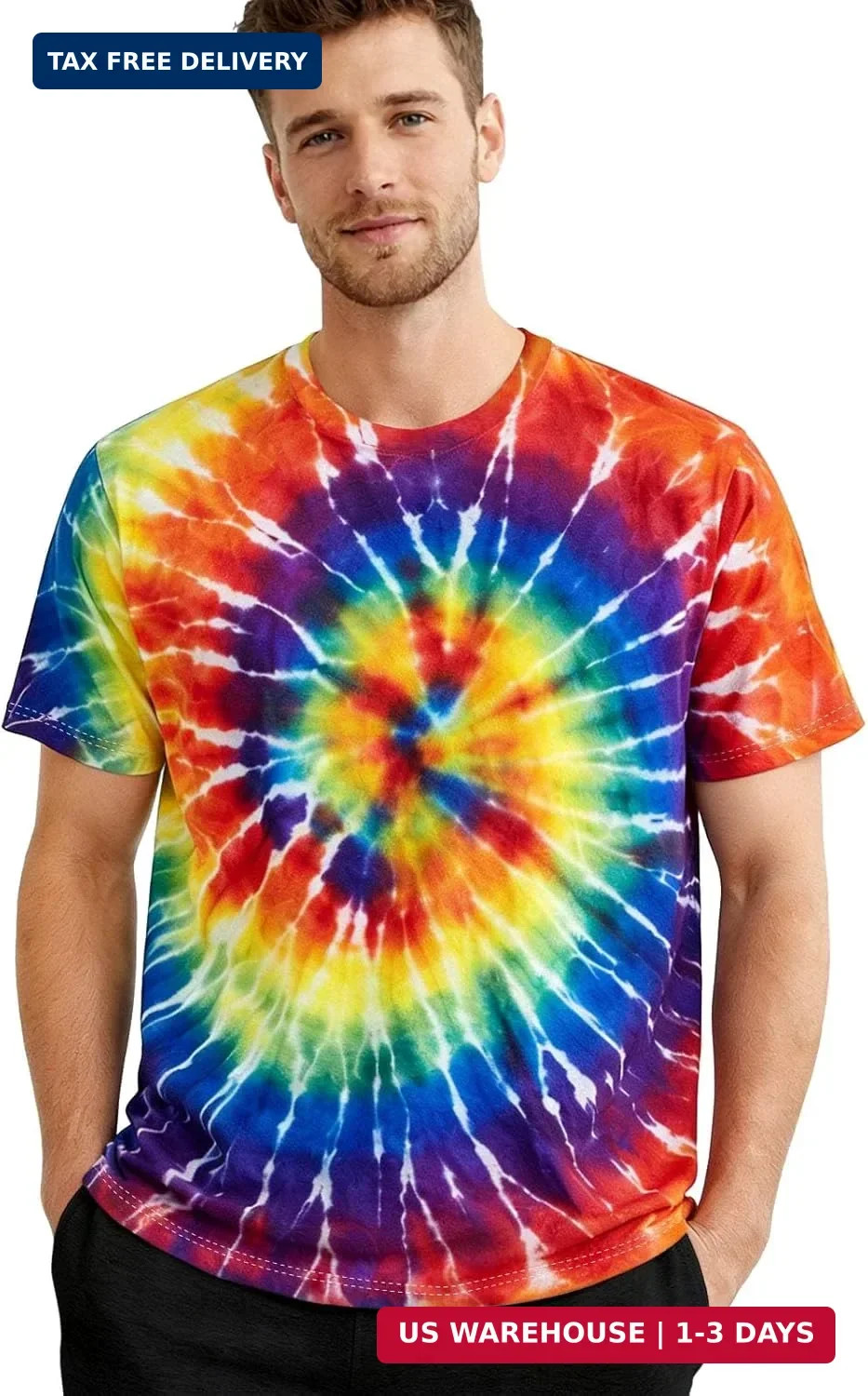 Tie Dye Shirts for Men, Short Sleeve Mens Tie Dye Shirts, Mens Rainbow Tie Dye gallery