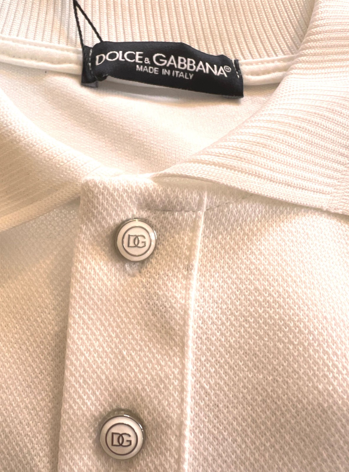 Dolce&Gabbana Men T shirt Pique Cotton Polo Neck Silver Embroidery T-shirt gallery