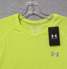 Under Armour Run Men’s The Streaker Tee Yellow Fitted T Shirt Size Large UA
