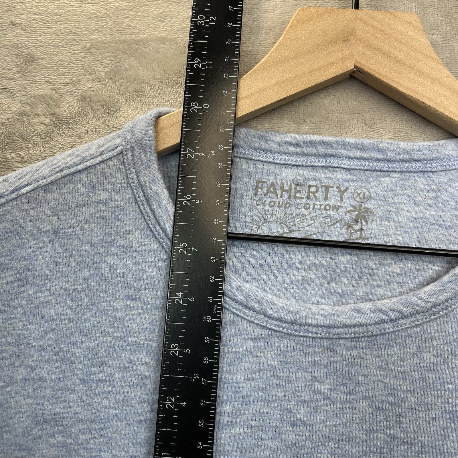 Faherty Shirt Mens XL Blue Cloud Cotton Pima Modal Heather Crewneck T-Shirt gallery