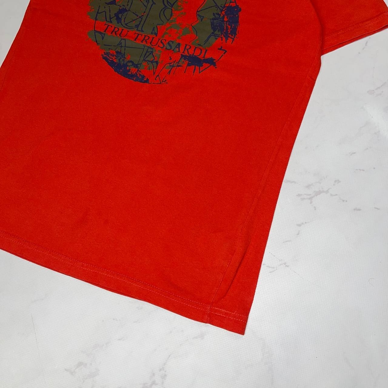 Vintage T-shirt Trussardi Big Logo Luxury tee Short Sleeve Red Size S gallery