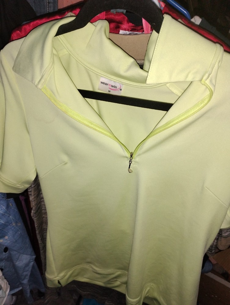 weartowin medium green polyester golf sports polo shirt tee tennis men’s
