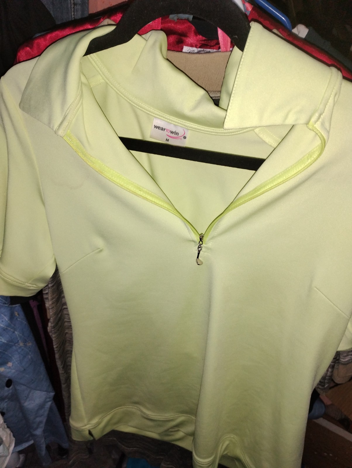 weartowin medium green polyester golf sports polo shirt tee tennis men’s