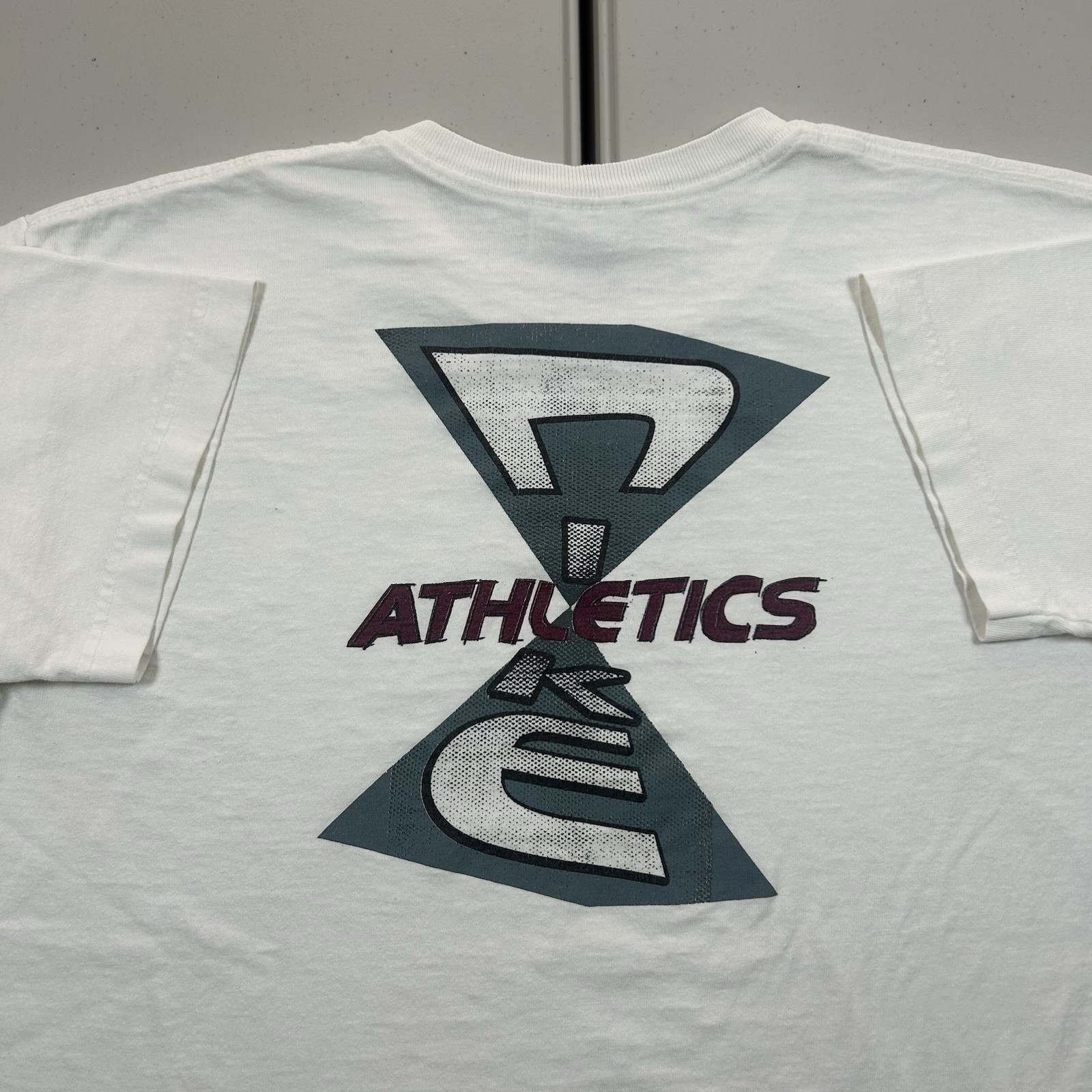 Vintage 90s Nike Athletics Graphic Shirt Men's Size Medium Logo Swoosh Abstract gallery