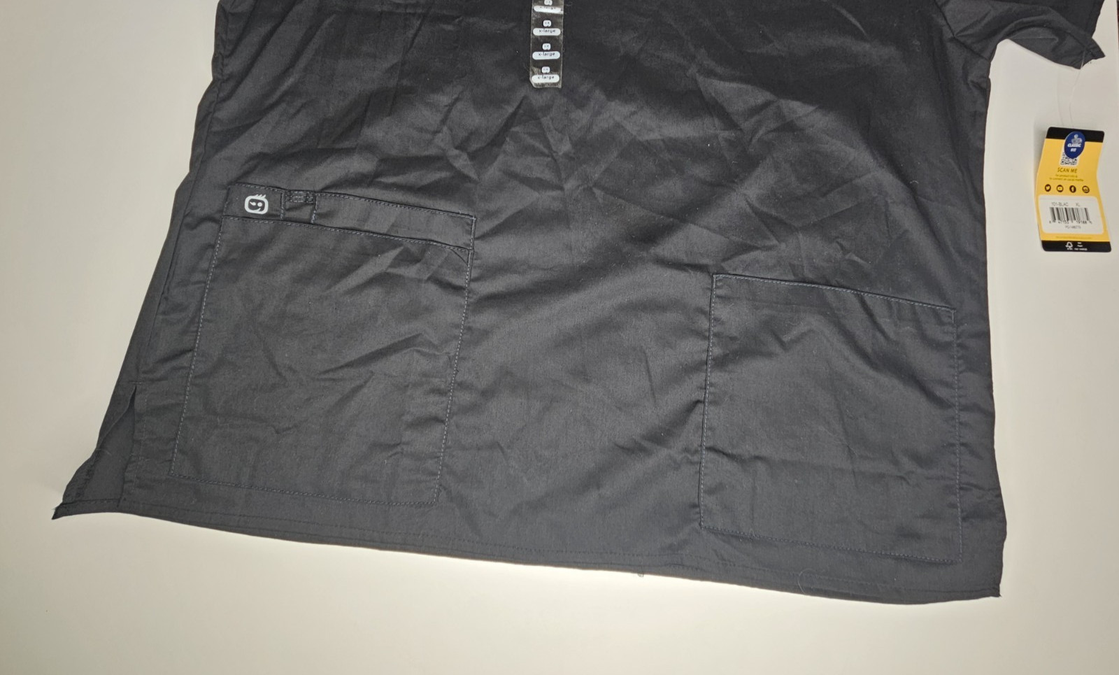 WonderWink Scrub Shirt Men's X Large Black Utility Pockets Medical Uniform gallery