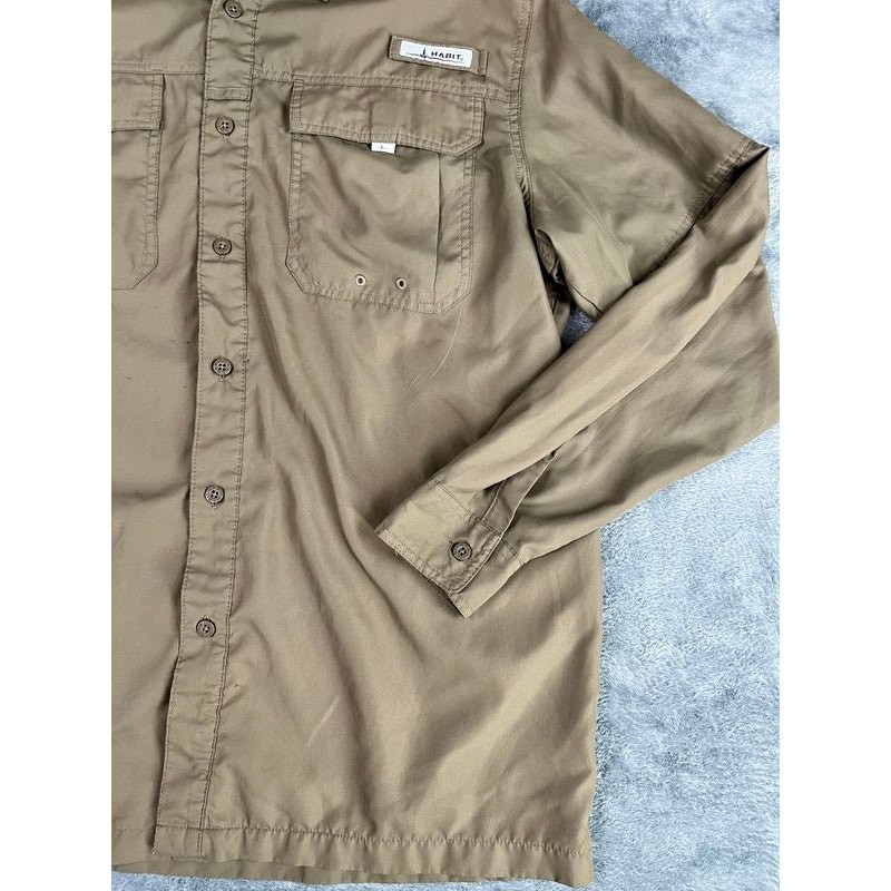 Habit Men’s L Performance Fishing Shirt Solar Factor Long Sleeve Tan Excellent gallery
