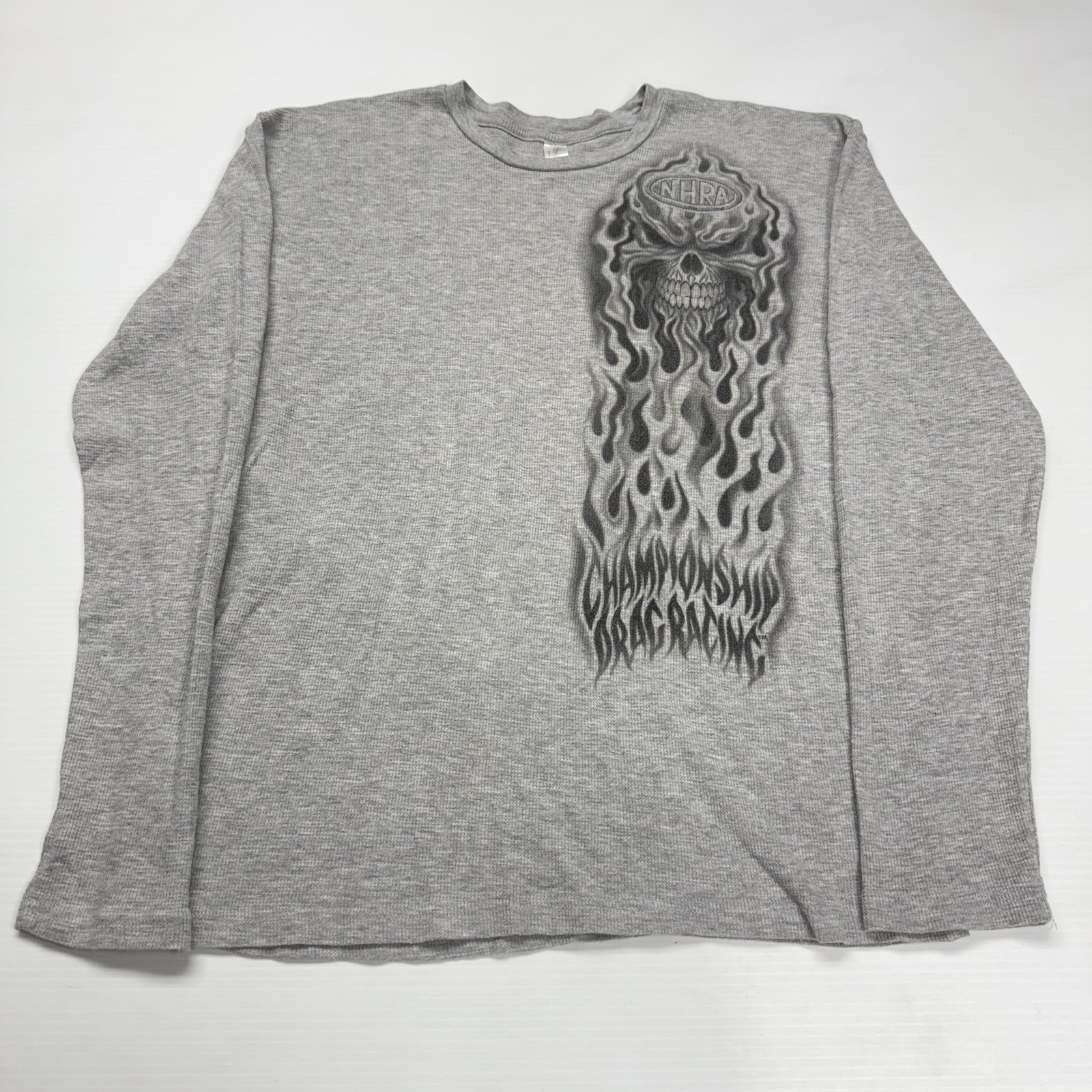 NHRA Championship Drag Racing Mens Thermal Waffle Knit Long Sleeve Shirt L Gray gallery