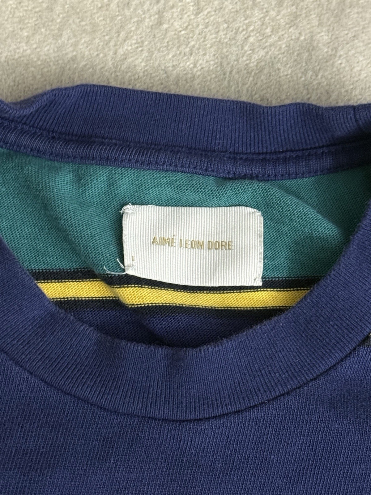 Aime Leon Dore ALD Teddy Santis Striped Logo Cotton Shirt Medium M Grunge Punk gallery