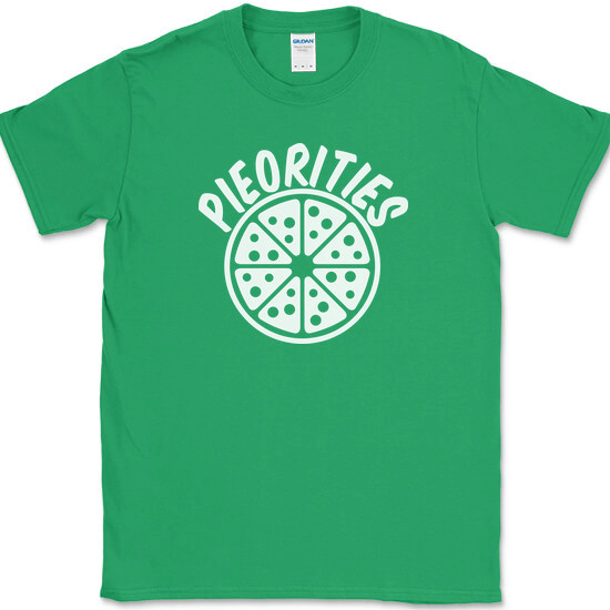 Pieorities Pizza T-Shirt Funny Food Slice Eating Humor Novelty Tee gallery