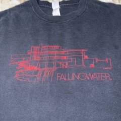 Y2K Frank Lloyd Wright T-Shirt Fallingwater Mens Large Black Architecture 1994