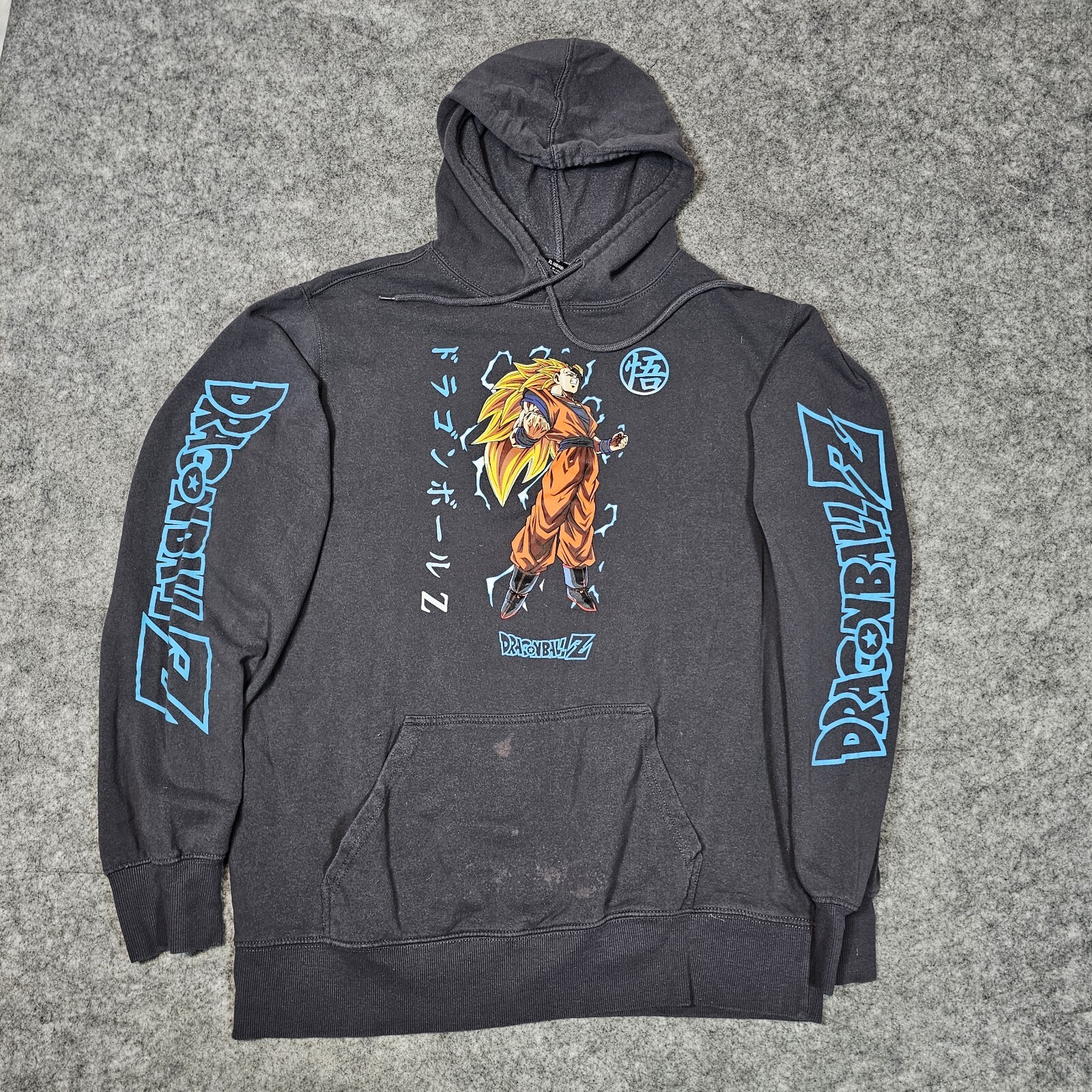 Dragon Ball Z Hoodie Sweatshirt Size XL Animation Kangaroo Pocket Dark Gray