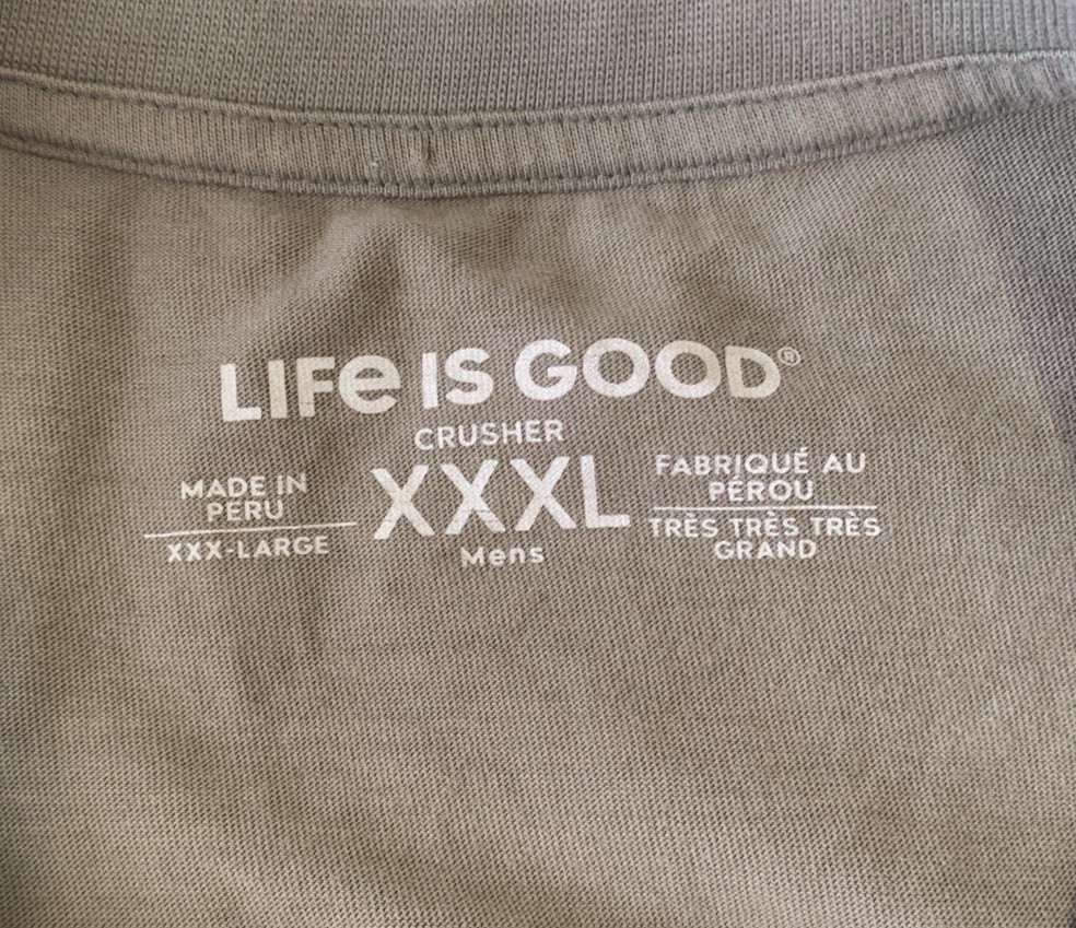 Life Is Good Crusher Tee Mens XXXL Gray Camo Short Sleeve Fish More Worry Less gallery