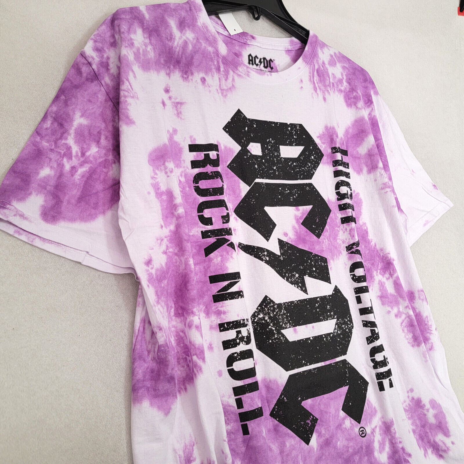 ACDC HIGH VOLTAGE Shirt Mens 2XL XXL Purple TIE DYE Casual ROCK NWT gallery