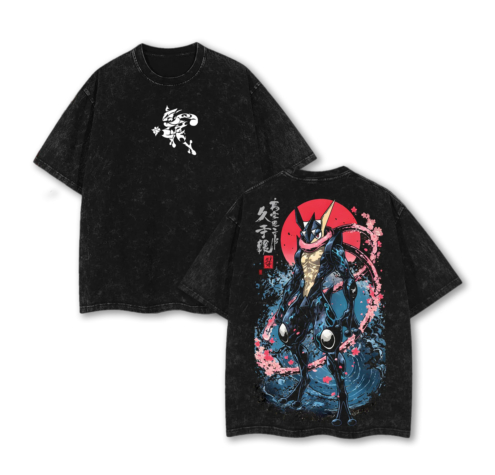 Greninja Rising Wave Shinobi Black Graphic T Shirt gallery
