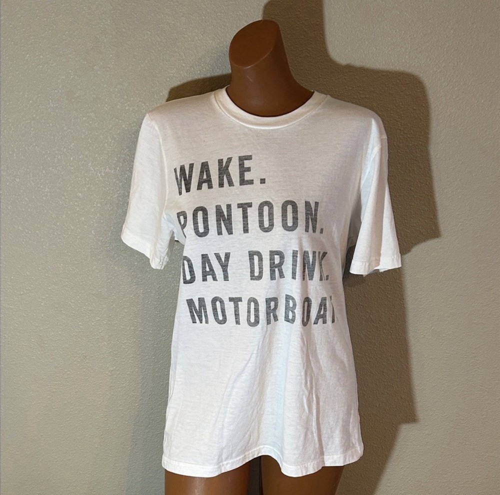 Royal Apparel Men’s White Graphic Print Crew Neck Short Sleeve T-Shirt Size M