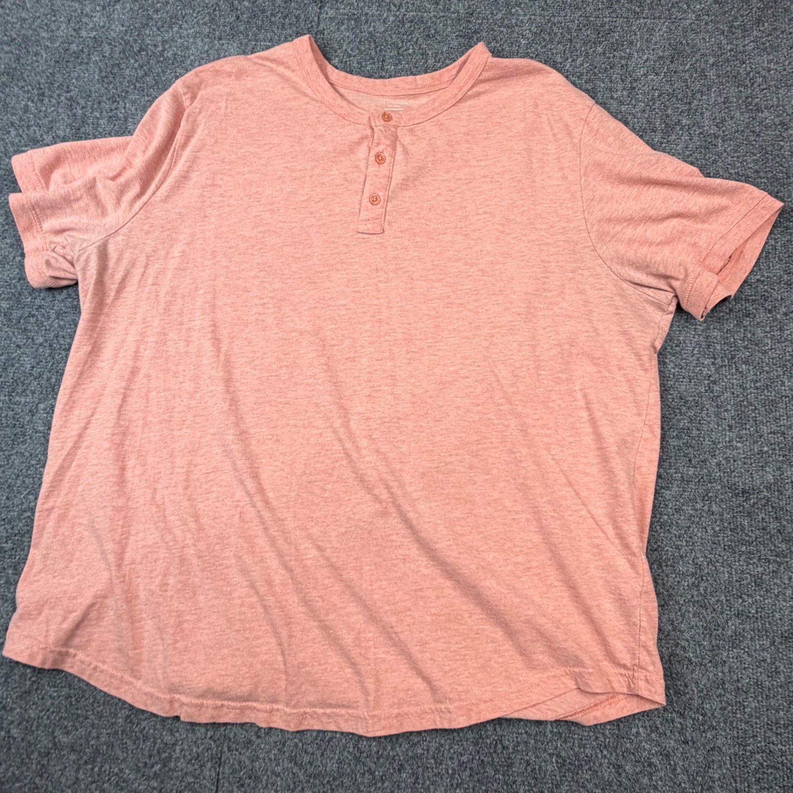 Old Navy Mens XXL Soft-Washed Henley T-Shirt Short Sleeve Coral Pink Heathered gallery