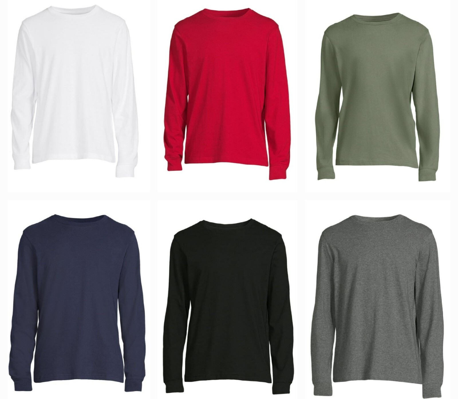 George Men's Pick Color Long Sleeve Crew-Neck Solid Plain T-Shirts Tee: S-XL gallery