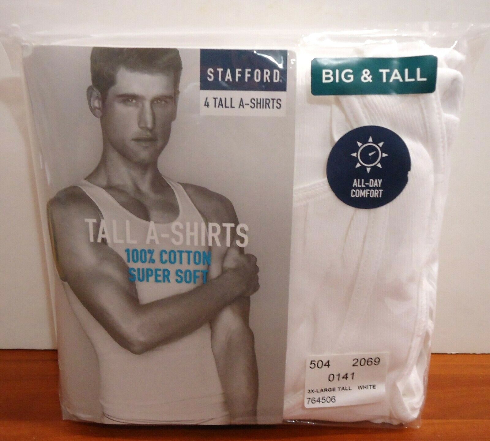 Stafford 4-Pack Men’s Big & Tall 100% Cotton Ribbed Tank Top A-Shirts White
