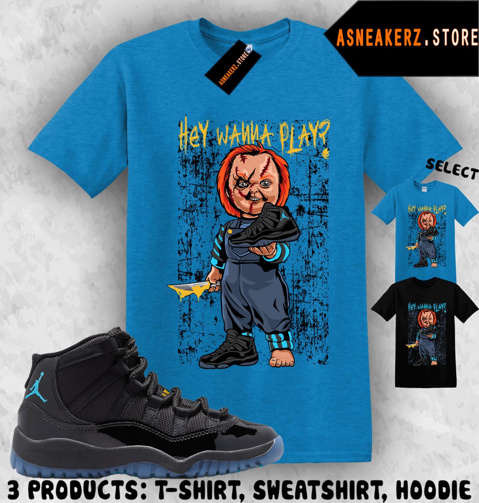 Shirt Matching AJ 11 Gamma Blue 2025 To Match Sneaker Sneakerhead Chucky T-Shirt gallery