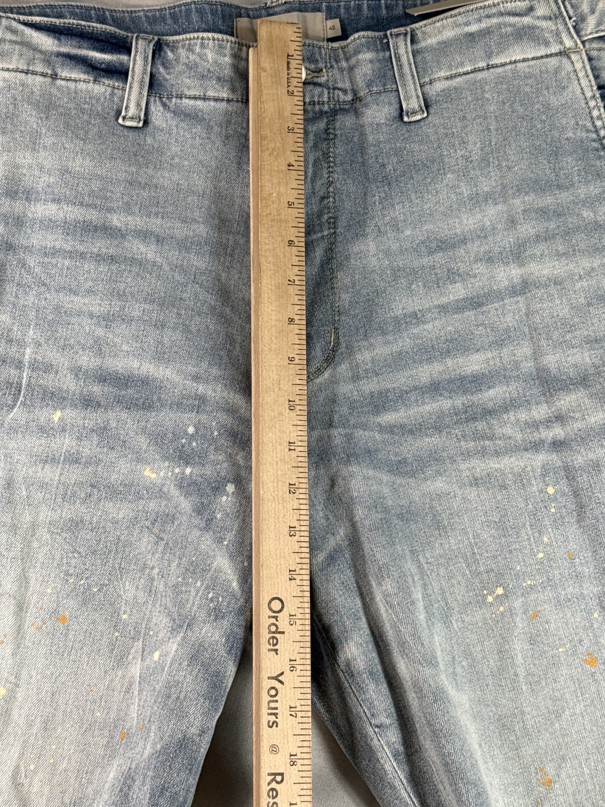 Hudson Cargo Pants Mens 40 Light Wash Denim Vintage Paint Splatter Distressed gallery