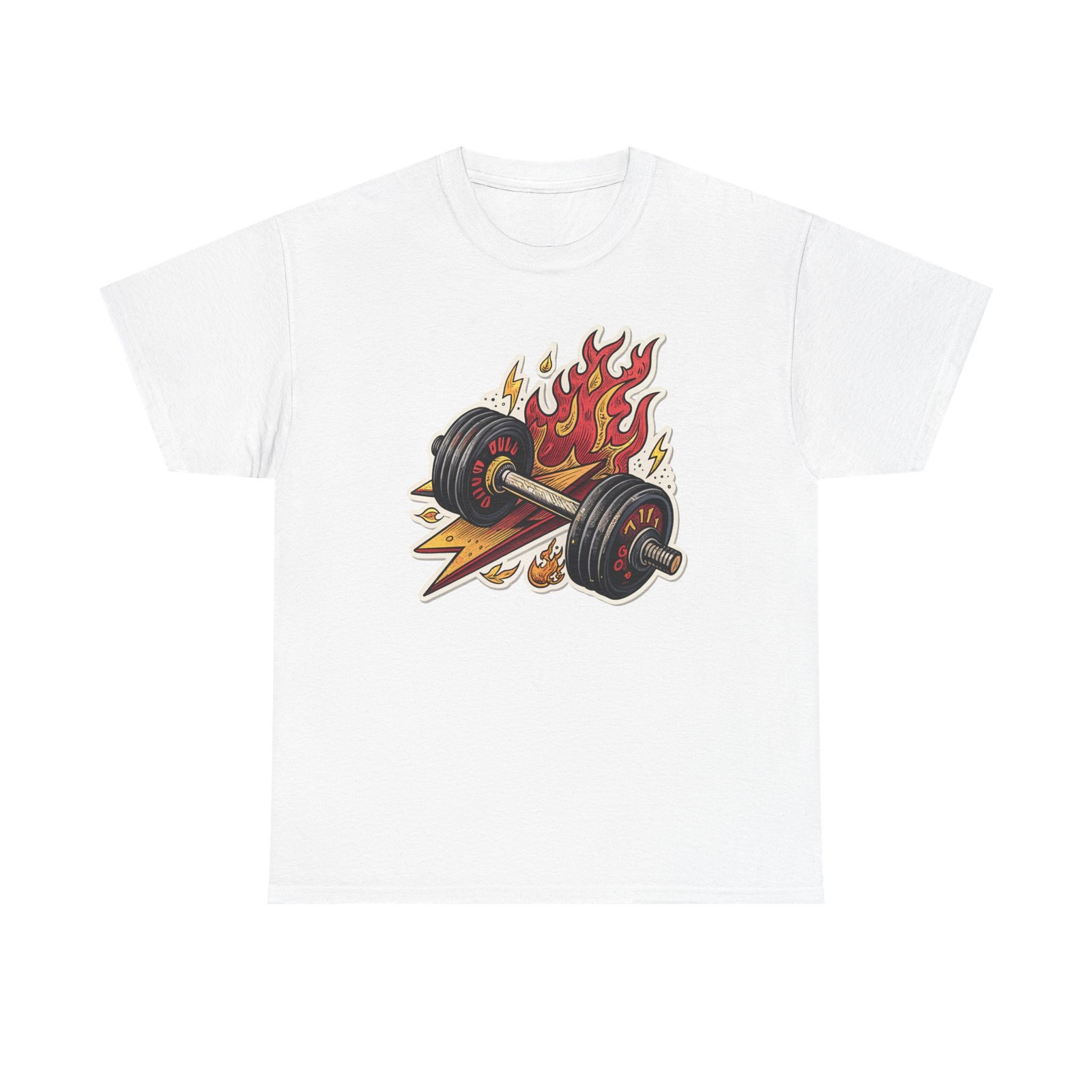Gym Barbell Fire Graphic Tee | Fitness Workout Motivation Shirt gallery