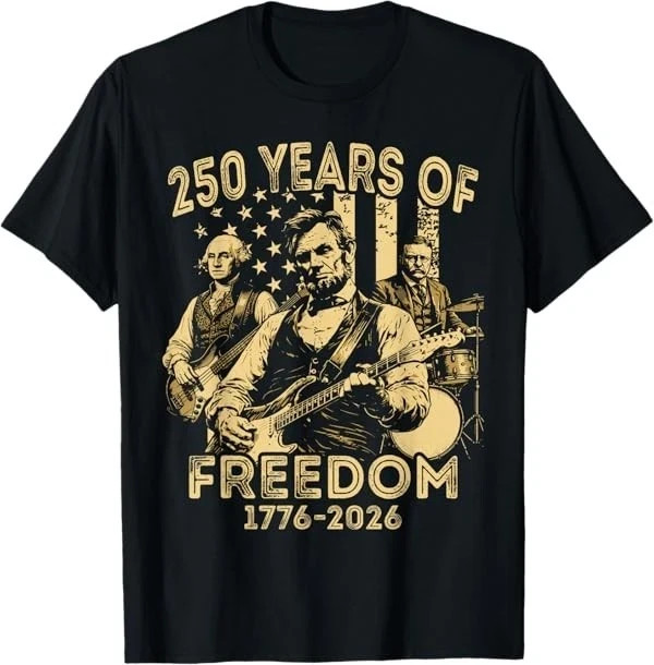 Apparel Abraham Playing Guitar 4th July 250th Anniversary T-Shirt