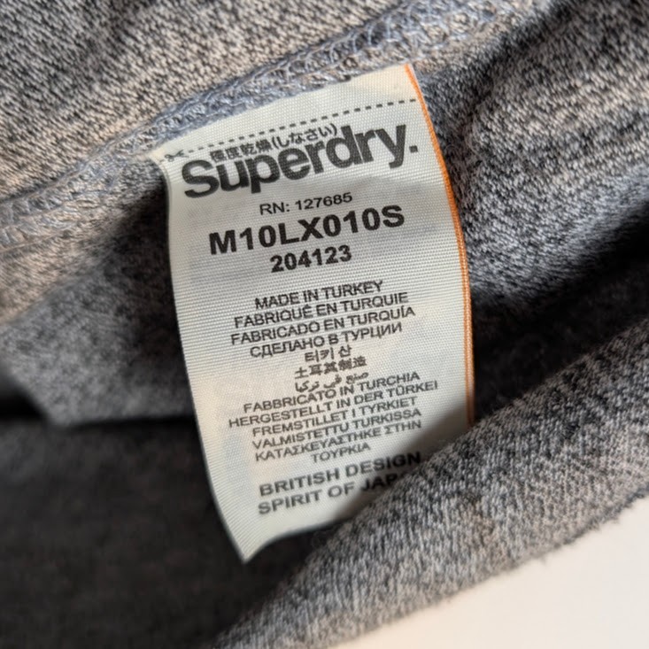 Superdry T-Shirt Men 3X (FITS L) Gray Black Orange Flock Print Tokyo Team Spirit gallery