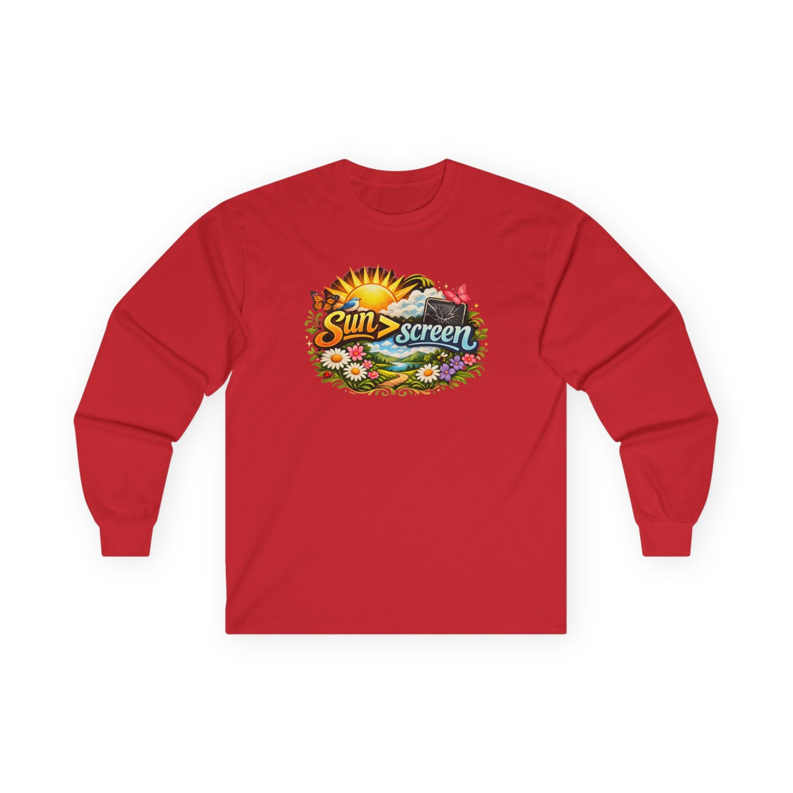 Sunscreen Retro Sunflower Graphic Long Sleeve Tee | Beach Vibes