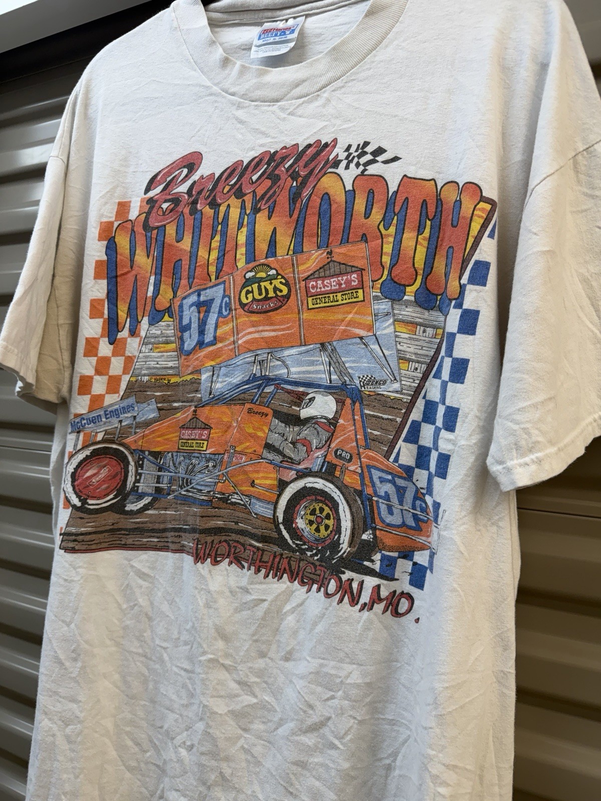 Vintage Breezy Whitworth Sprint Car Shirt 90s Worthington MO Dirt Track L gallery