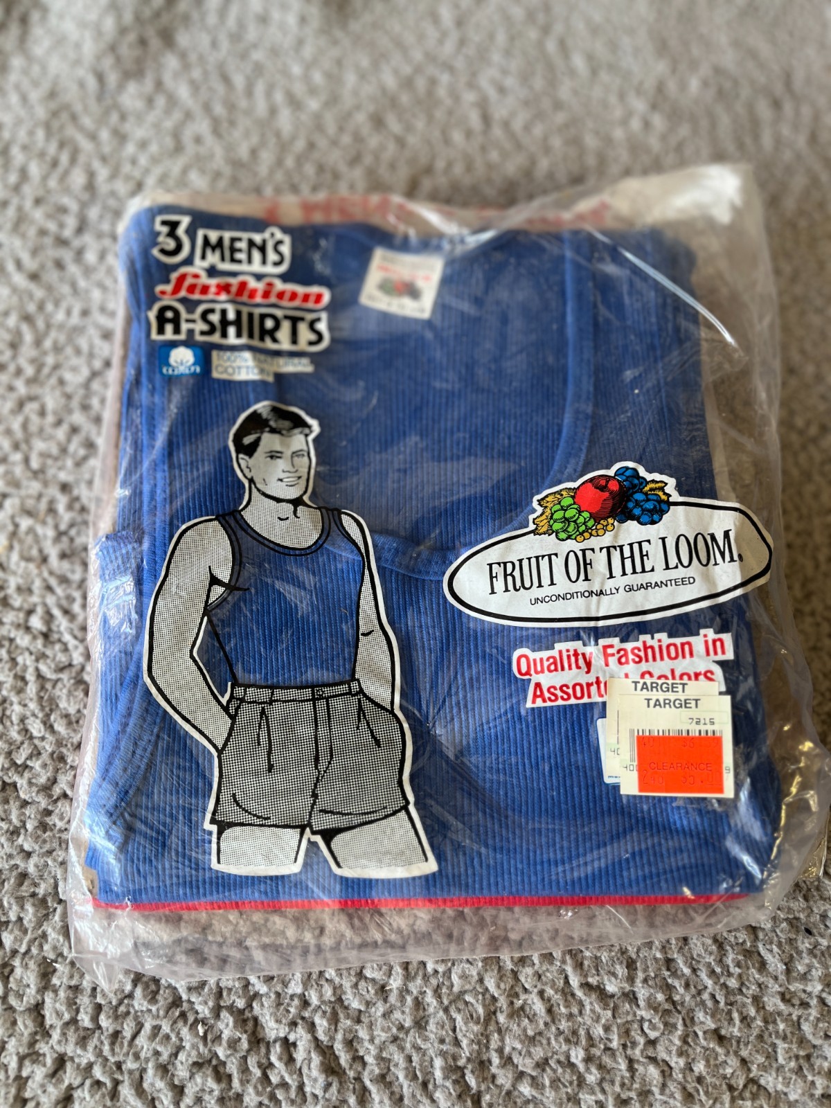 VTG 3-pk Fruit Of The Loom T Shirt Tank Top S 34-36 NOS Multicolor 80’s USA