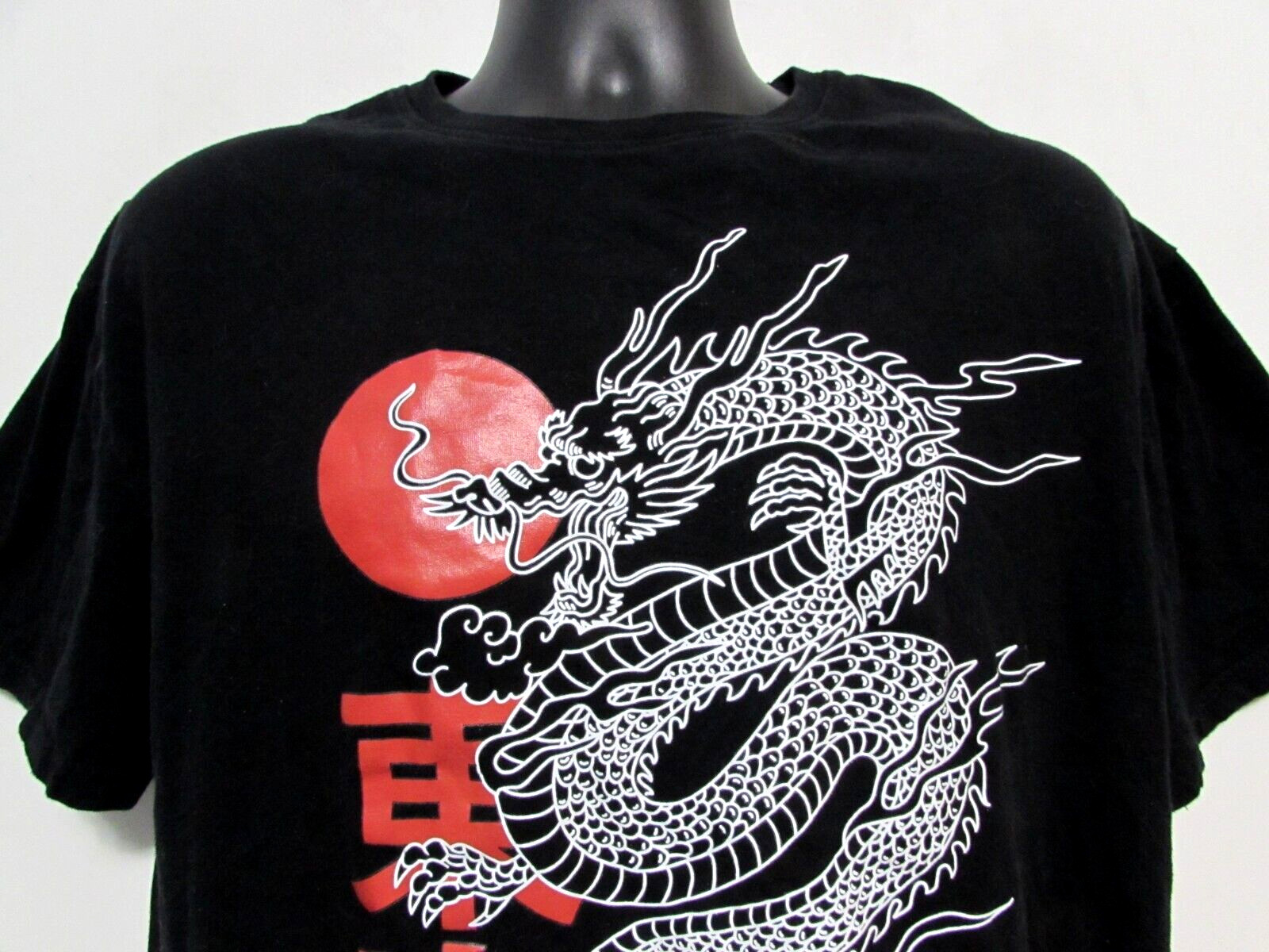 Shein T-Shirt Men Medium Black Asian Dragon Graphic Warrior Theme gallery