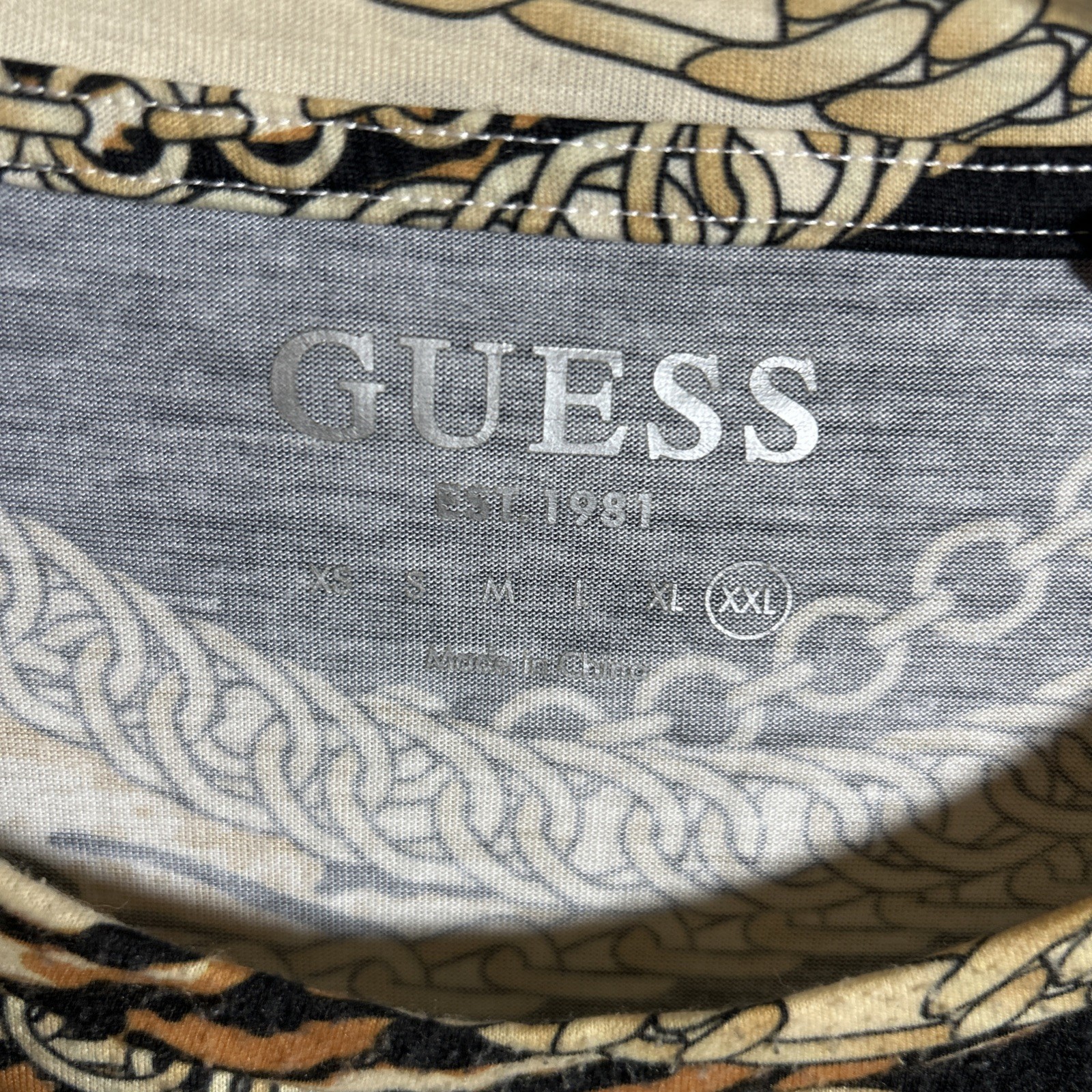 Guess 2XL Mens 2 Beige Eco Animal Print Tee Shirt gallery