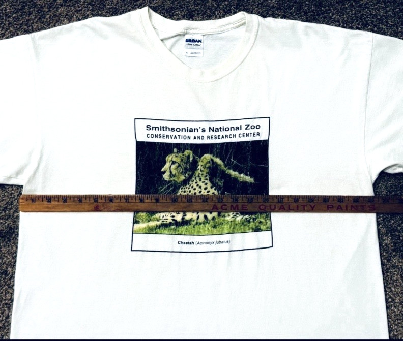 Smithsonian National Zoo Wildlife Cheetah T Shirt White Animal Graphic Tee XL gallery