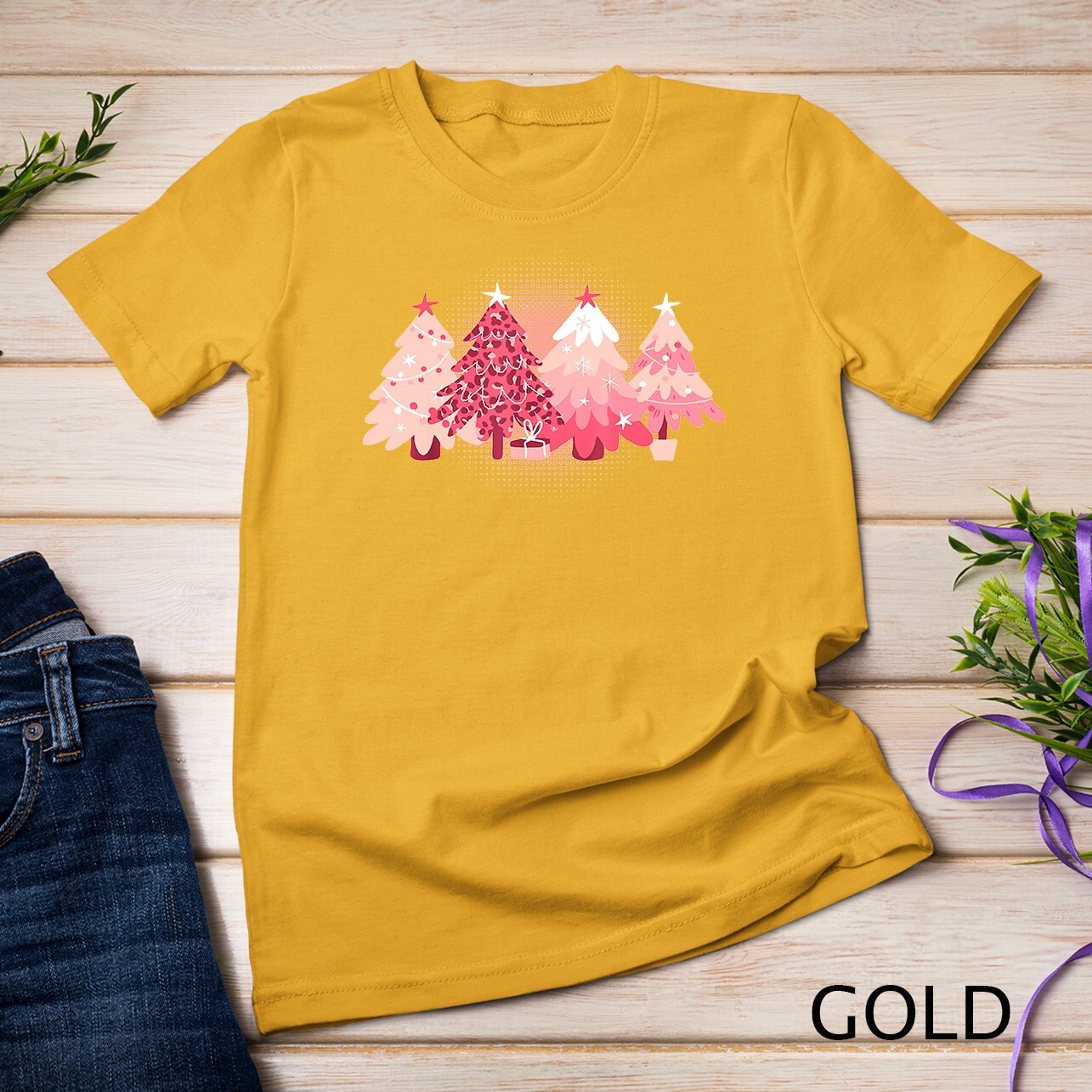Pink Christmas Trees T-Shirt Unisex T-shirt gallery