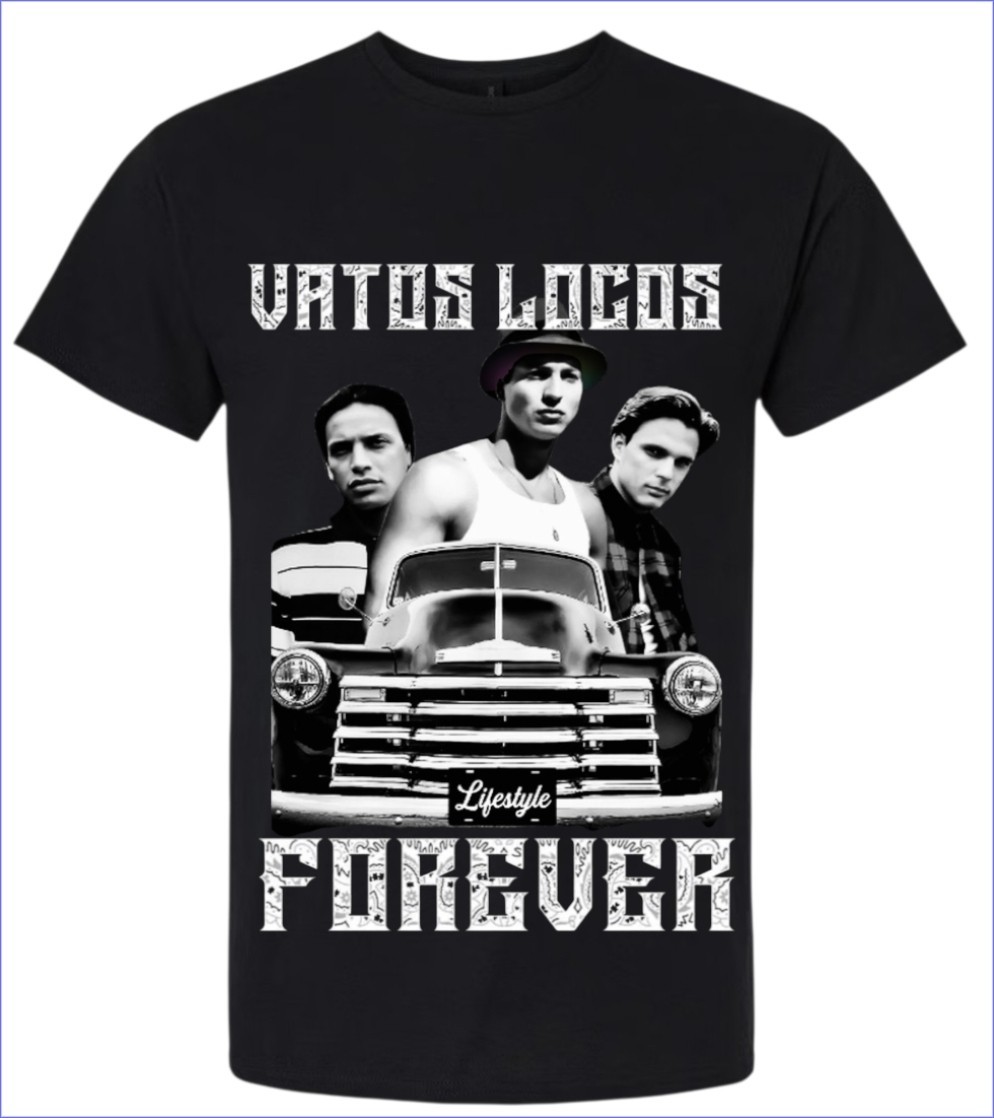 Vatos Locos Forever T-shirt Men's or Youth Small to 5X-Large Black Style 2 gallery