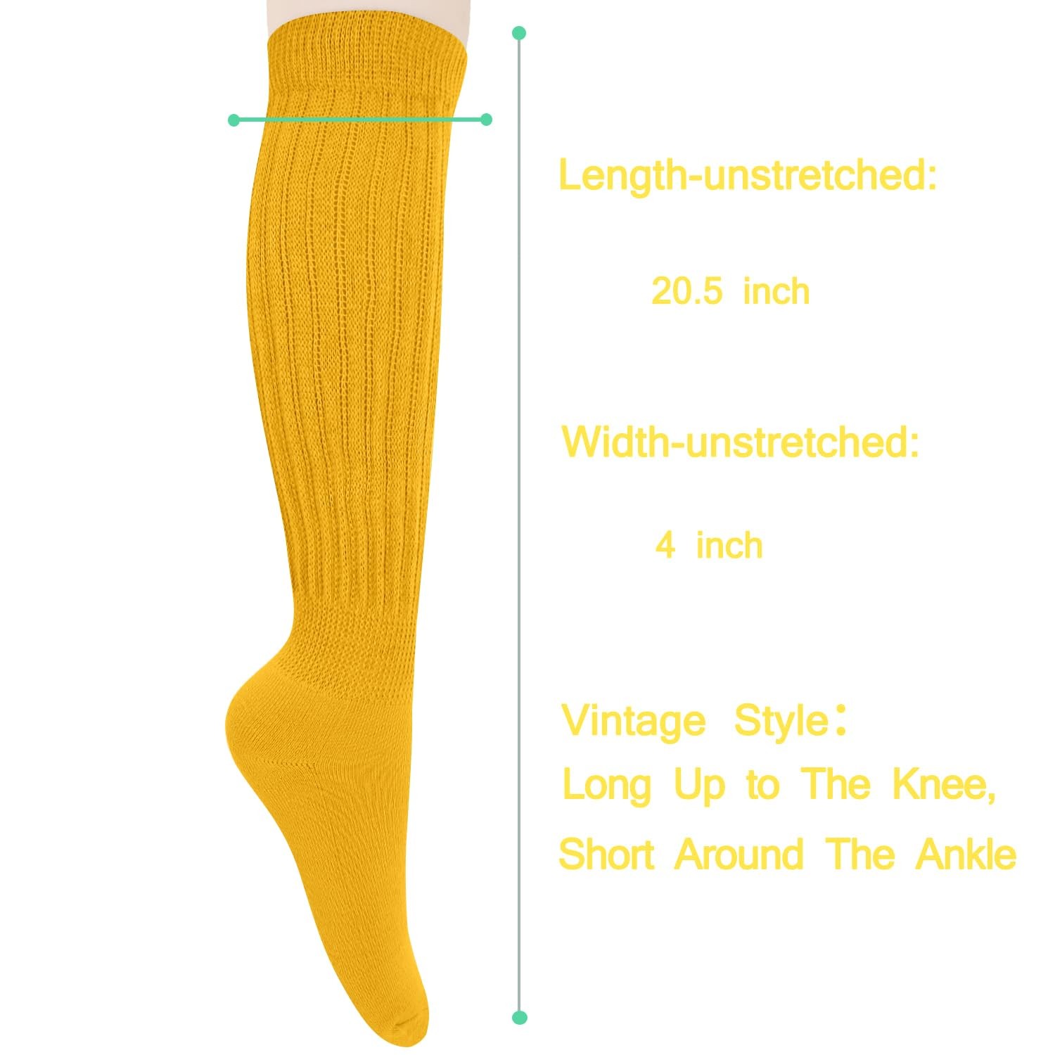 Womens Girls Slouch Scrunch Long Knit Stacked Funny 80s 90s Solid Knee High gallery
