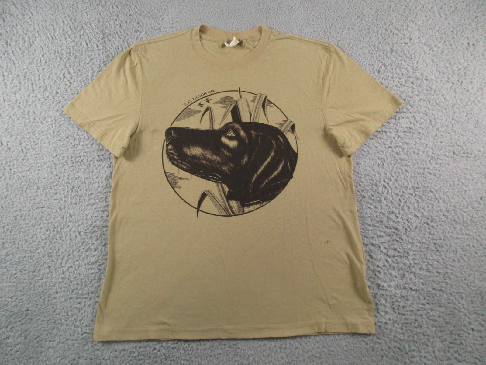 Filson T Shirt Mens Large Biege Brown Dog Hunting Shooting Graphic Tee gallery