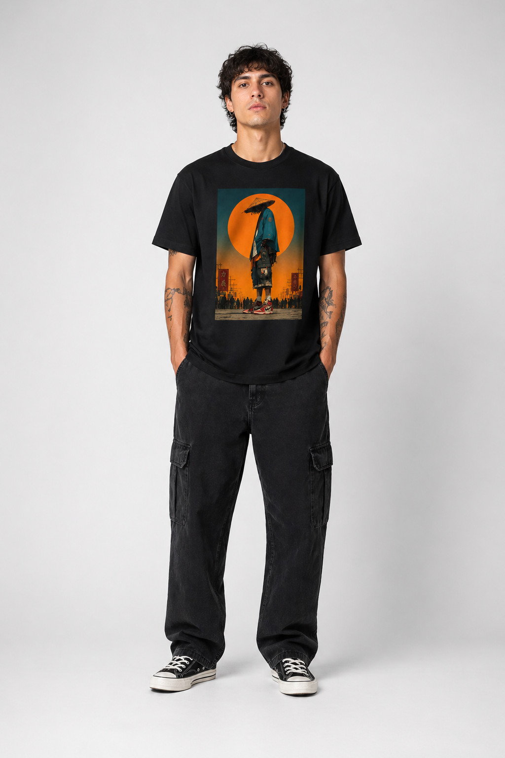 Unisex Graphic Black T-Shirt Cyberpunk Streetwear Loose Fit Japanese Anime Tee gallery