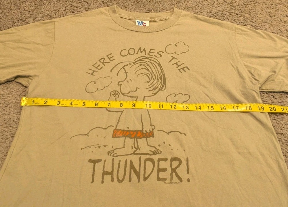 Junk Food Peanuts Linus Here Comes The Thunder Brown T-Shirt Men's Small gallery