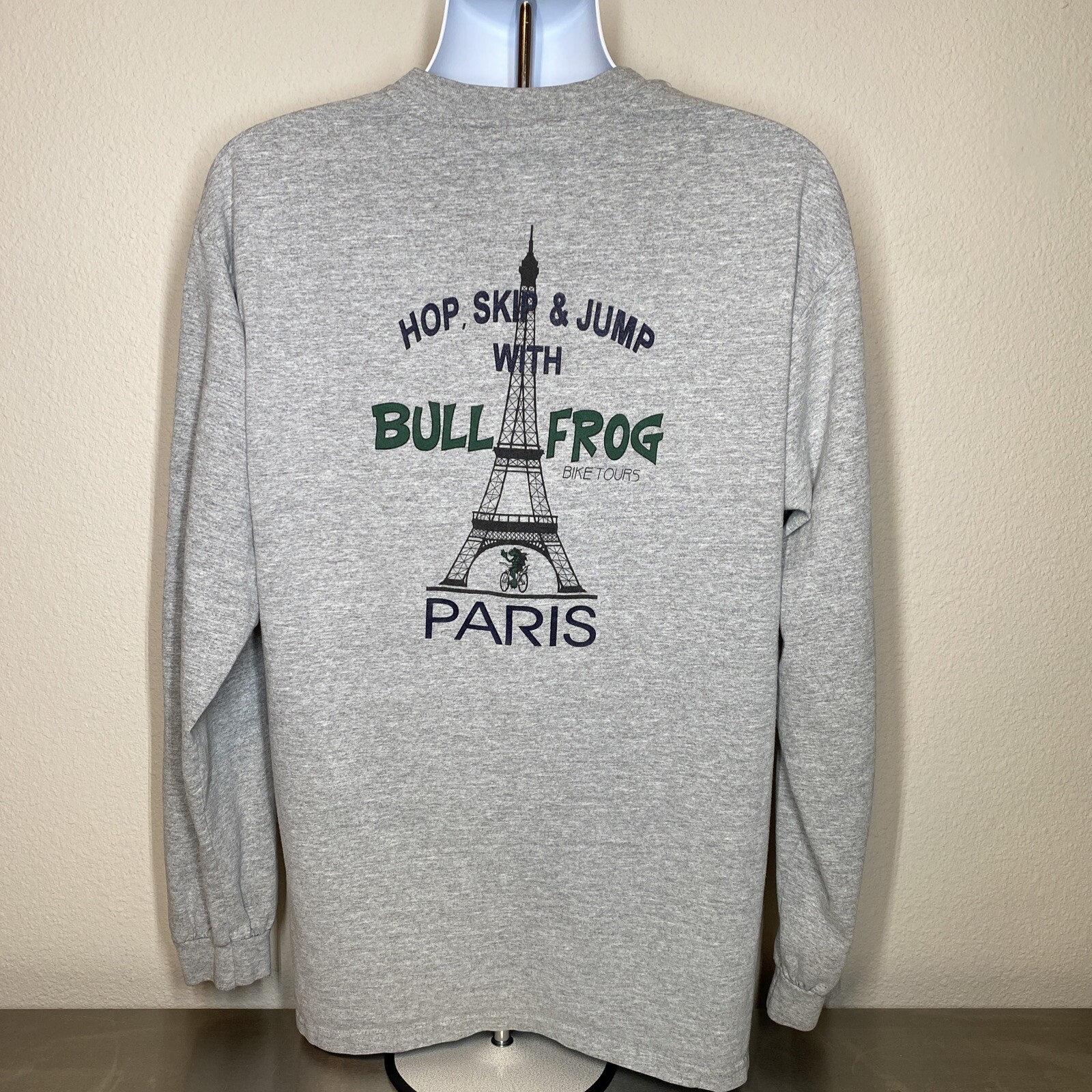 Vintage 🔥Anvil Bullfrog Paris Graphic Long Sleeve T-Shirt Adult Size XL Tourist gallery
