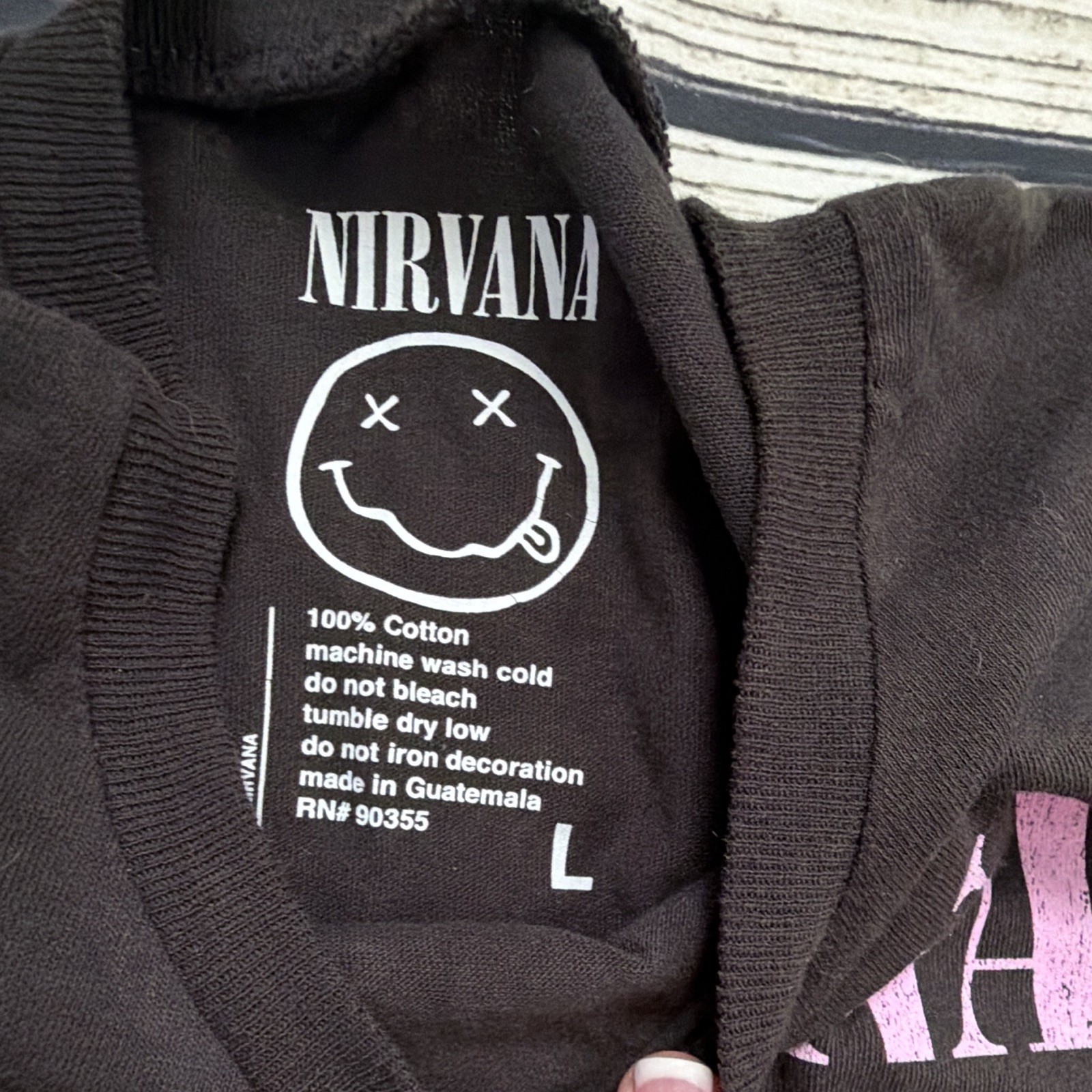 Nirvana Smiley Graphic Print Black Crew Neck Short Sleeve Women’s T-Shirt L gallery