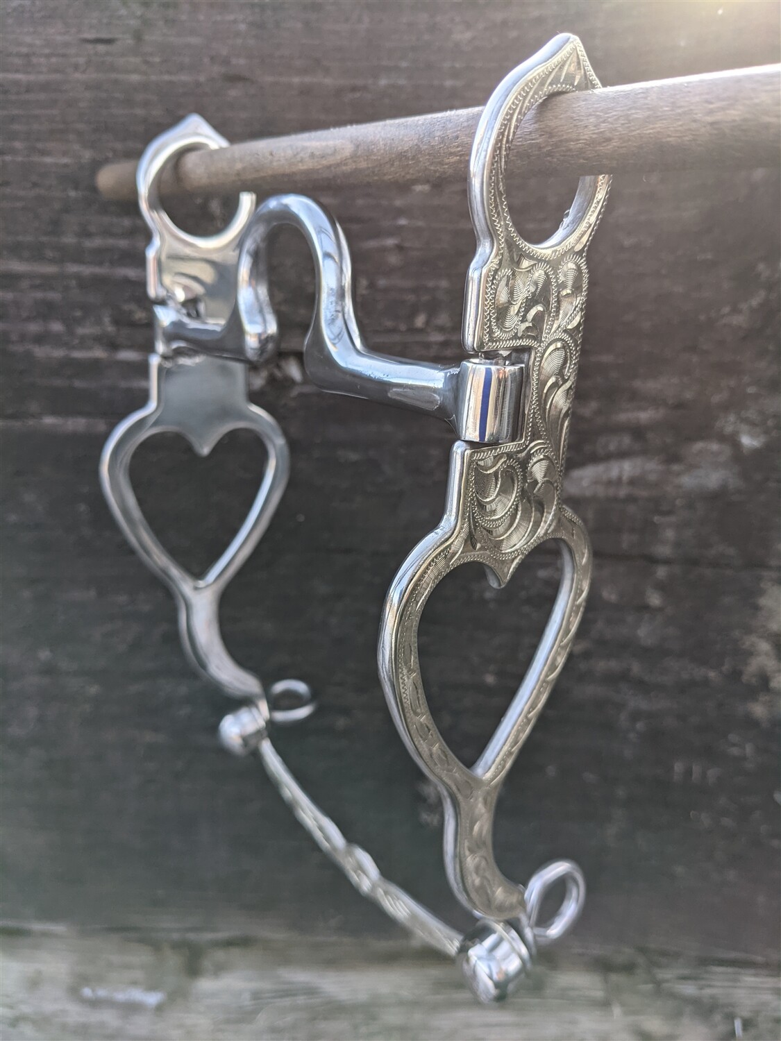 Western Silver Heart Cheek Show Bit – Ported 5″ Mouth – 8″ Cheek